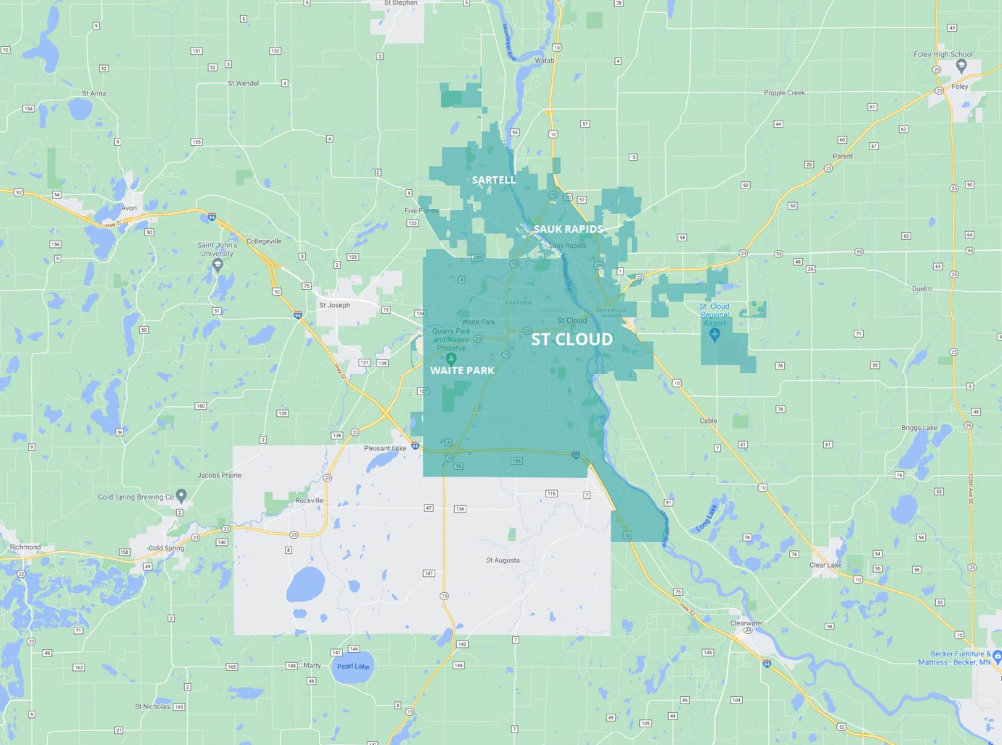 Map of St. Cloud counties